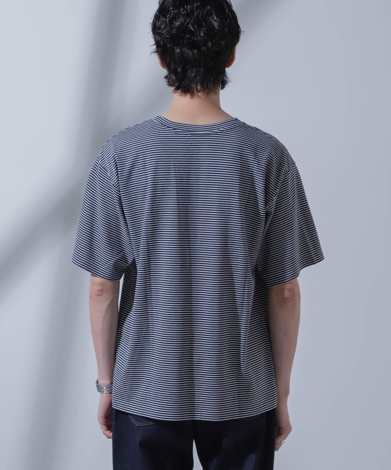 Anti Soaked(R)  汗染み防止 ピンボーダークルーネックTシャツ Anti Soaked(R) 汗染み防止 ピン ボーダー クルーネック Tシャツ