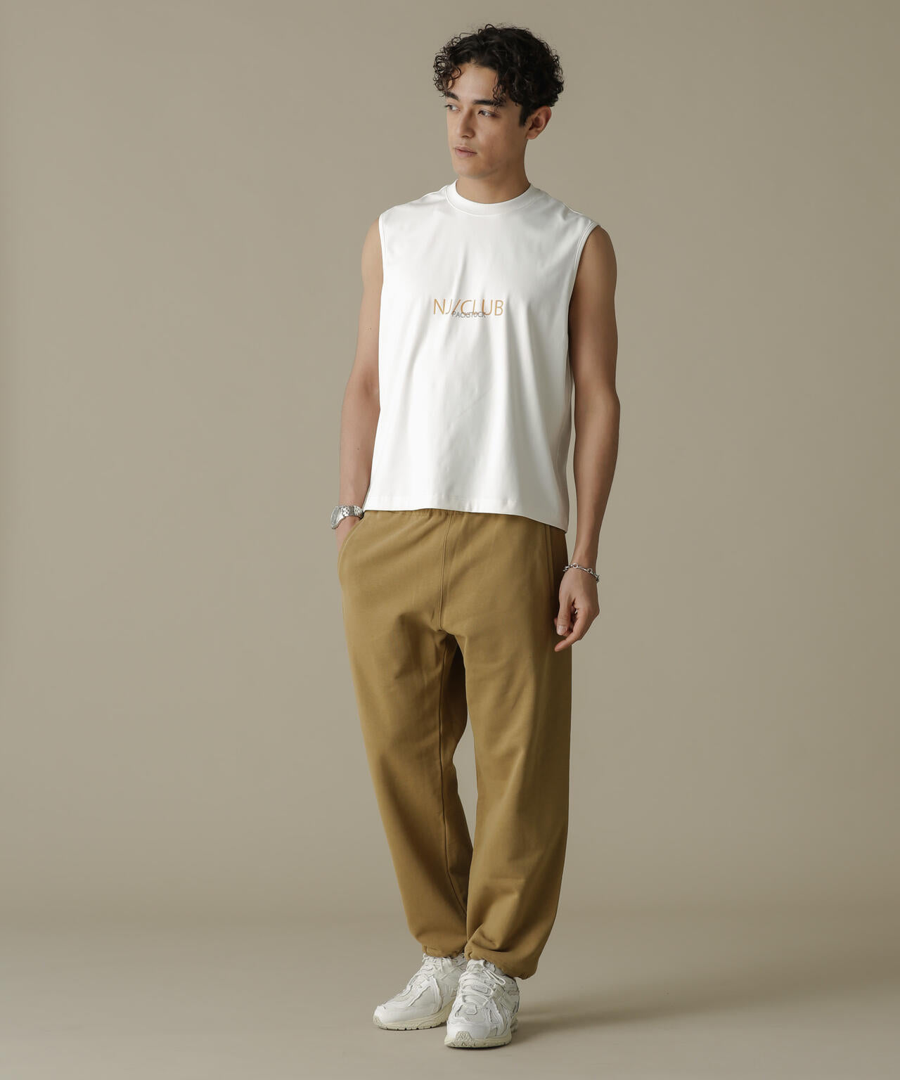 RINNU ロゴスウェットトップス＆パンツ BEIGE rinnu_tops