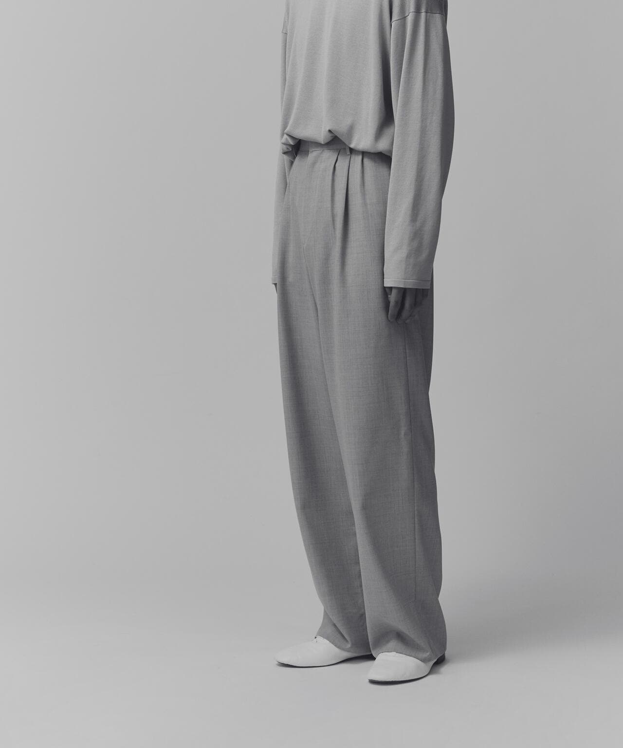 ulterior ストライプ ウールフランネル ワイド トラウザーズ 3