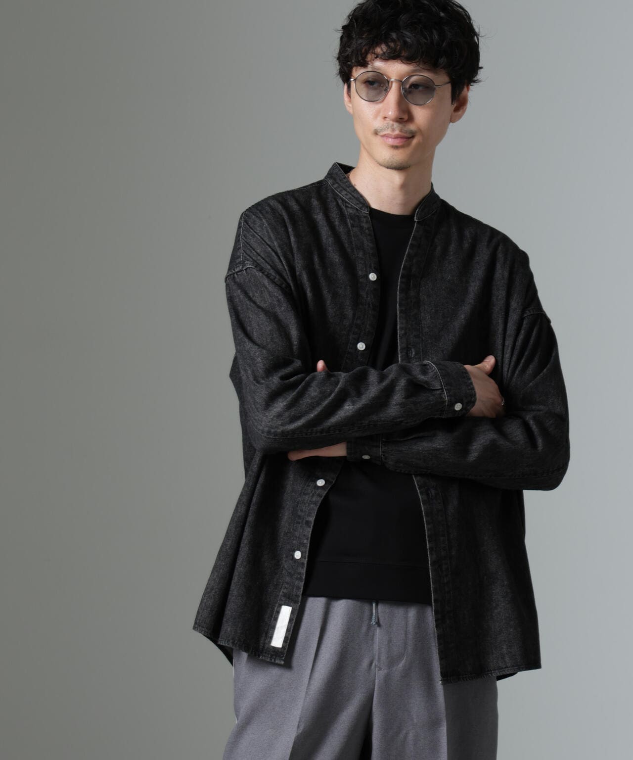 極美品＊ヘラルボニー kuromaru コットンバンドカラーシャツ SM 長袖 Hannibal - Band Collar Shirts