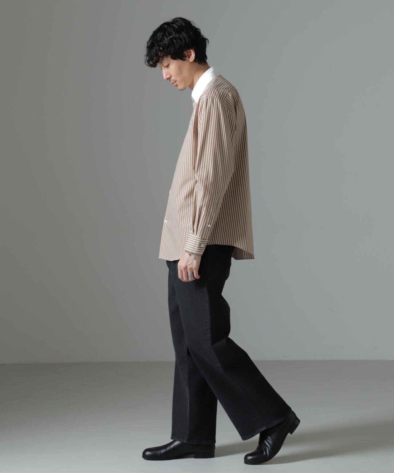 セミワイドストライプクレリックシャツ 6684220221