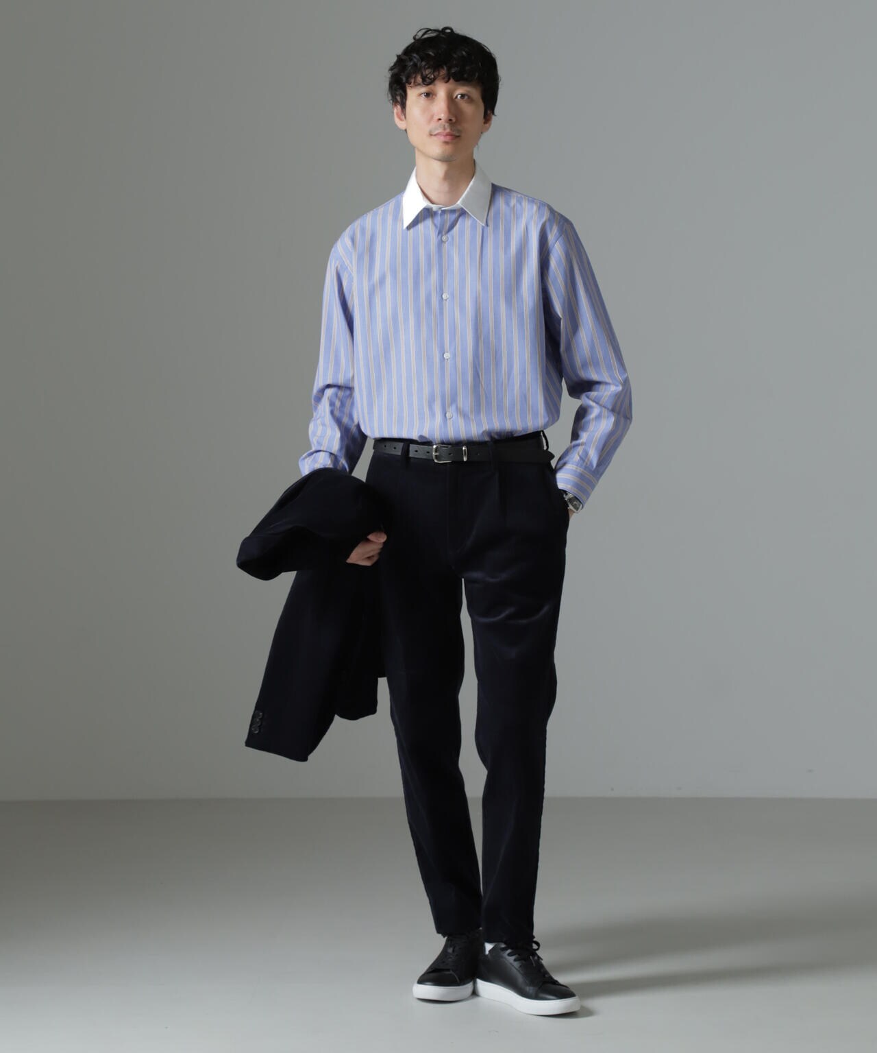 セミワイドストライプクレリックシャツ 6684220221