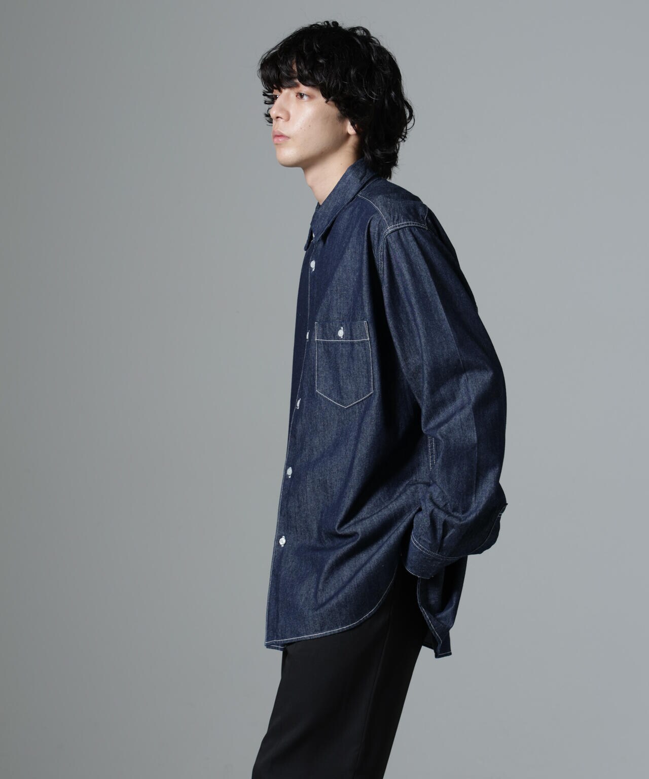 W05【Bonpoint】Jace 襟なしデニムシャツ 24~36M (#017A) Jace shirt in light denim • Bonpoint