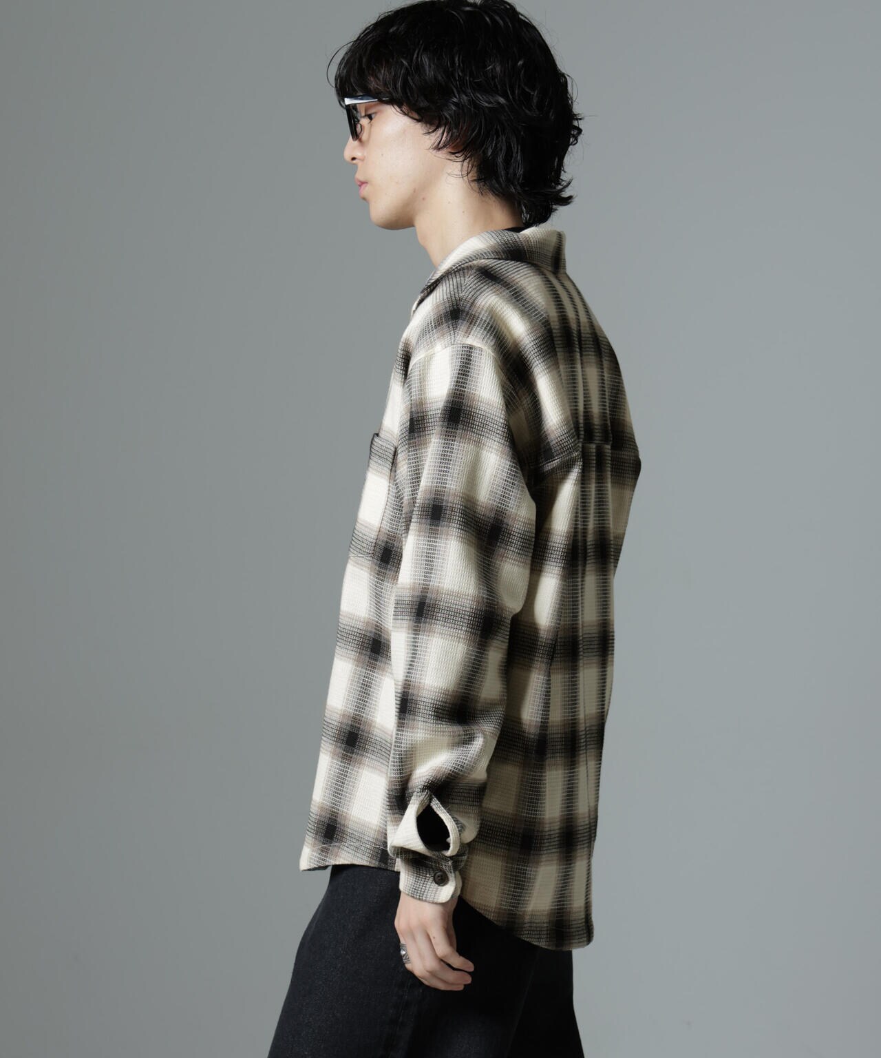 ブラウス シャツ WAFFLE OMBRE CHECK DETACHABLE SHIRTS/ワッフルオンブレチェック デタッチャブルシャツ レディース WAFFLE OMBRE CHECK DETACHABLE SHIRTS/ワッフルオンブレ