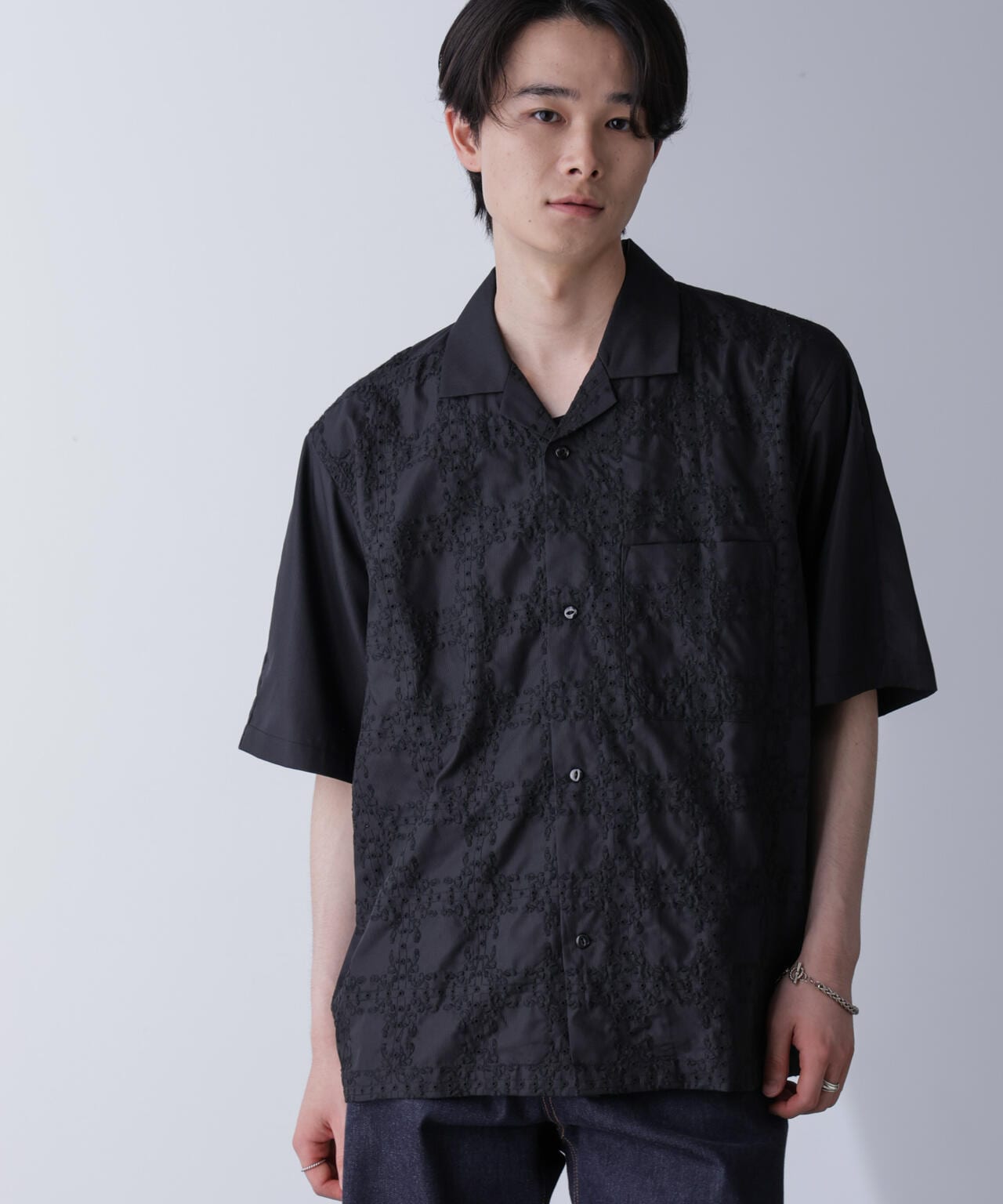 刺繍切替シャツ 6684221206