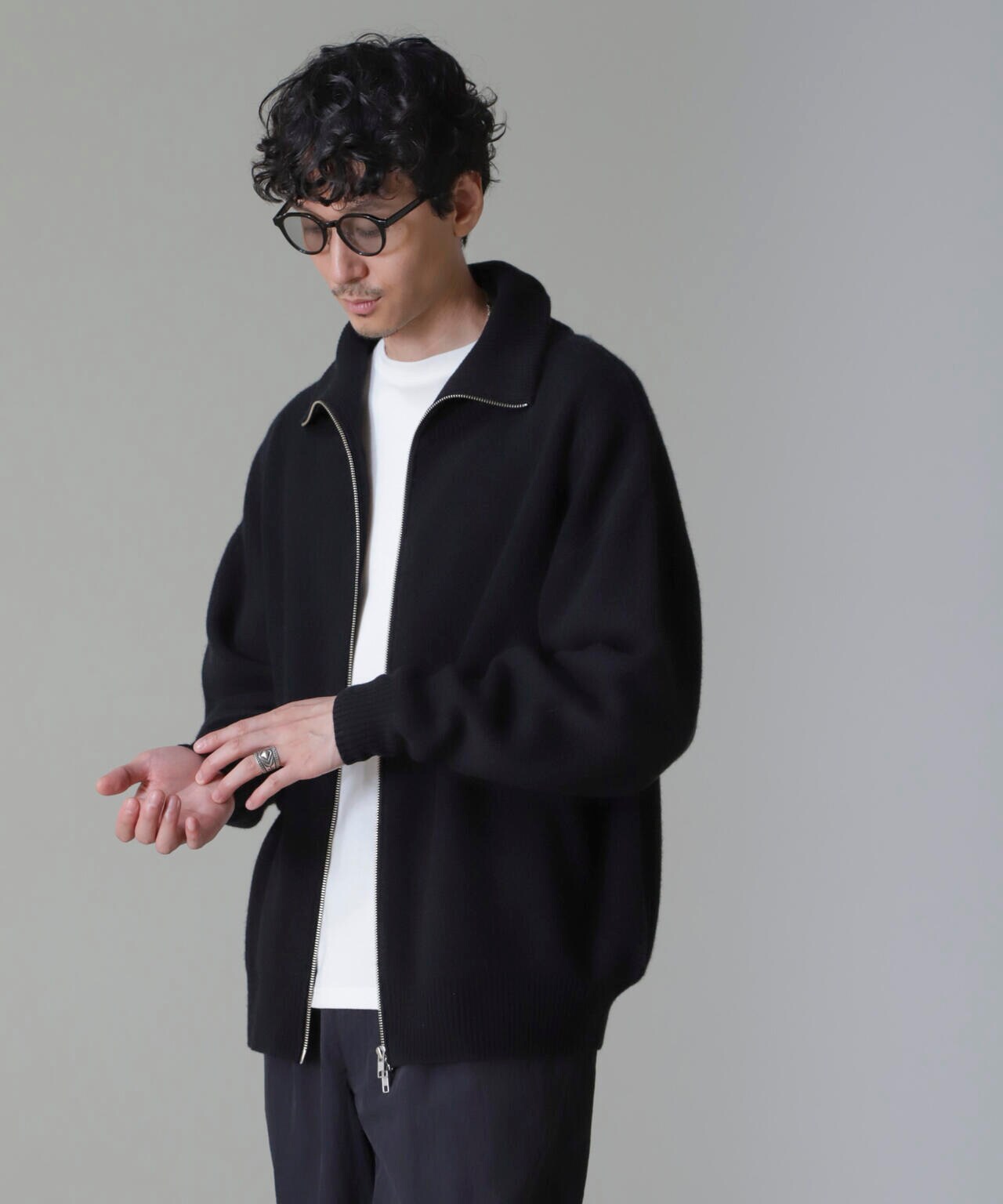 カツ丼丸様 jaded London ドライバーズニット AQUA ウール カシミヤ ドライバーズ ニット