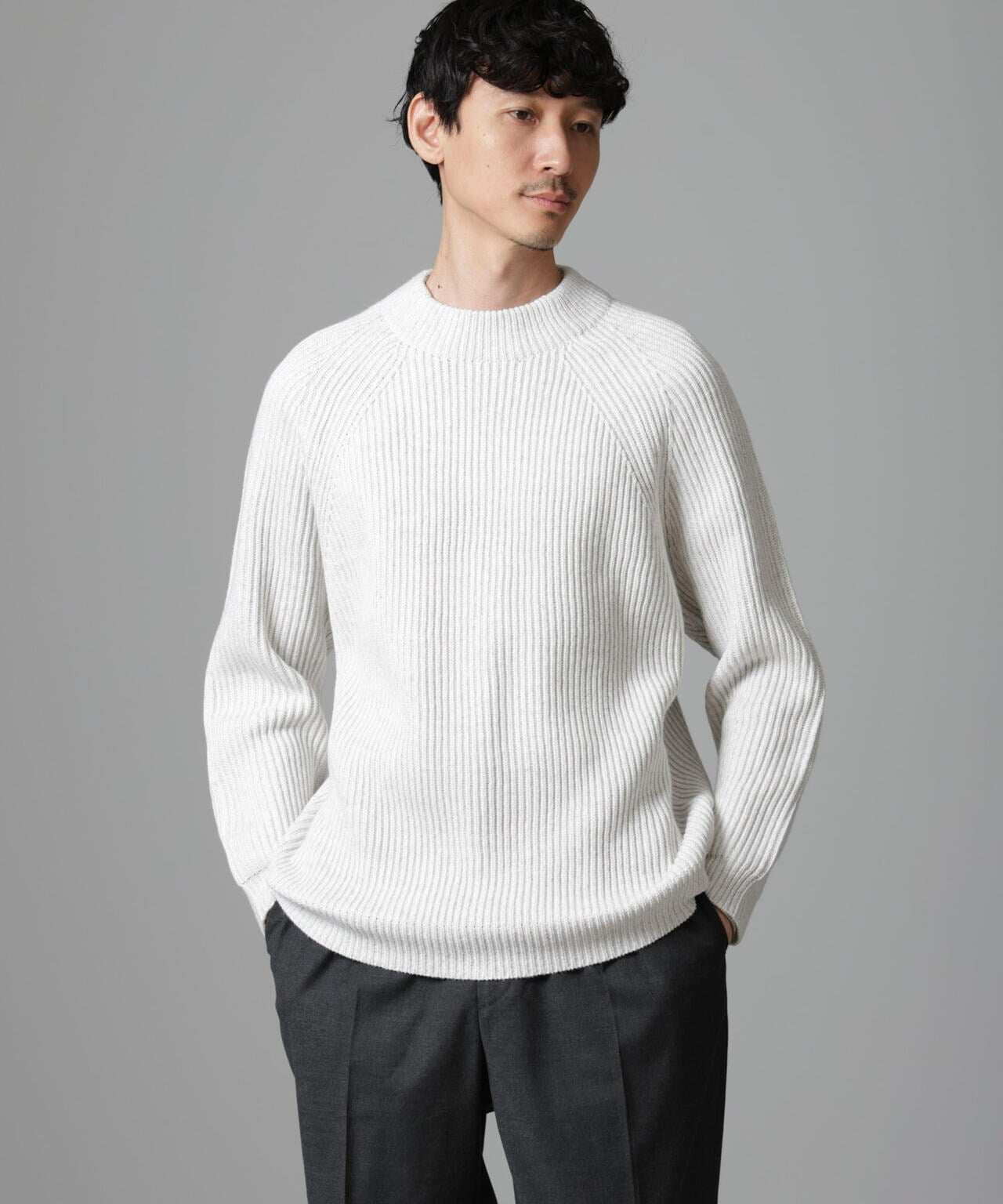 コットンバルキーモックネックニット 6684222255