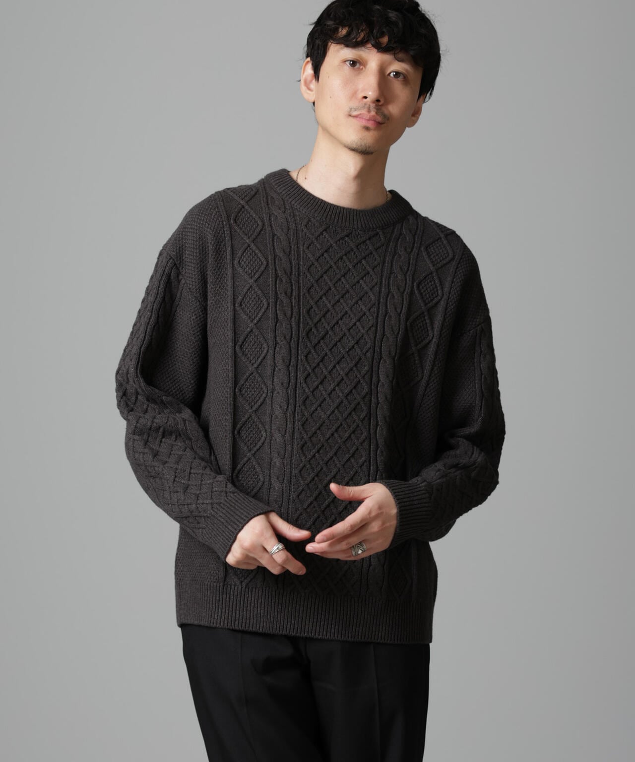 コットンバルキーケーブルニット 6684222256