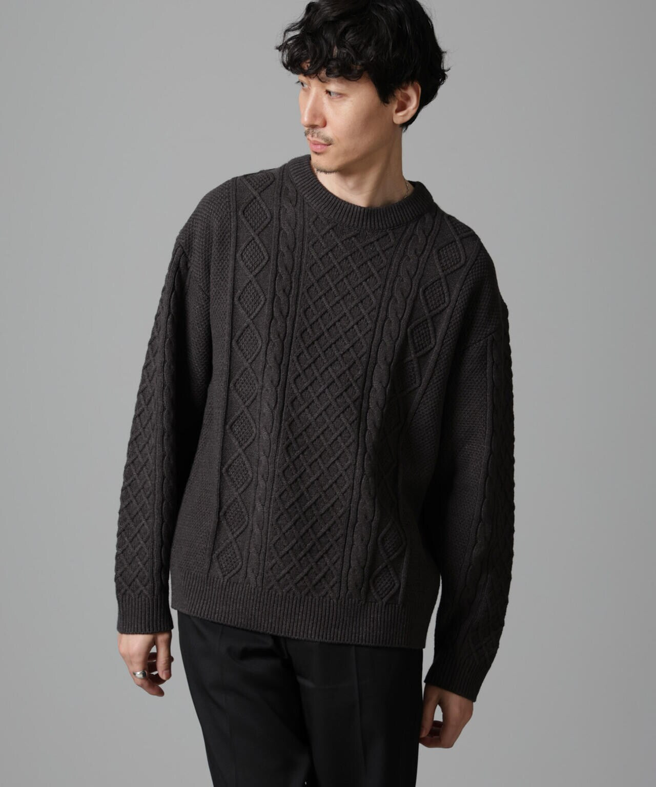 コットンバルキーケーブルニット 6684222256