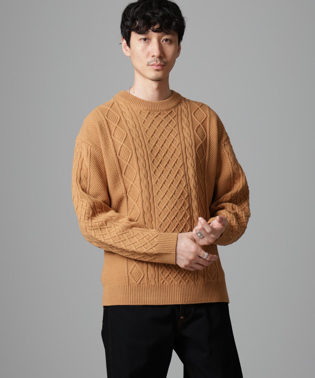 コットン バルキー ケーブル ニット