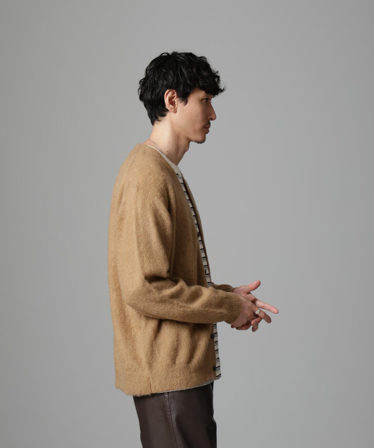 BEAUTY&YOUTH ベージュ ヘアリ―モヘヤカ―デガン