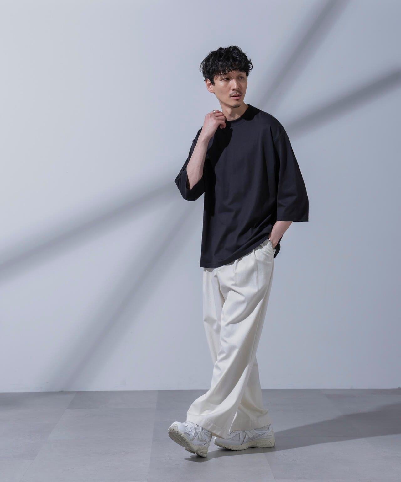 Anti Soaked(R) 汗染み防止 クルーネックワイドTシャツ七分袖 6684223203