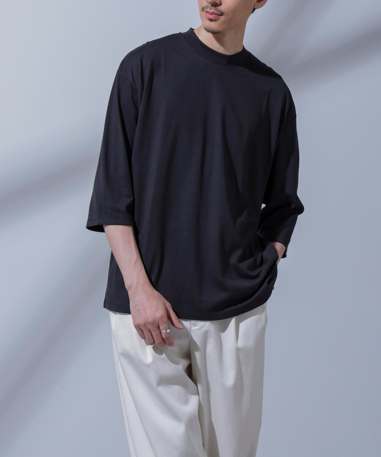 Anti Soaked(R) 汗染み防止 クルーネックワイドTシャツ七分袖 6684223203