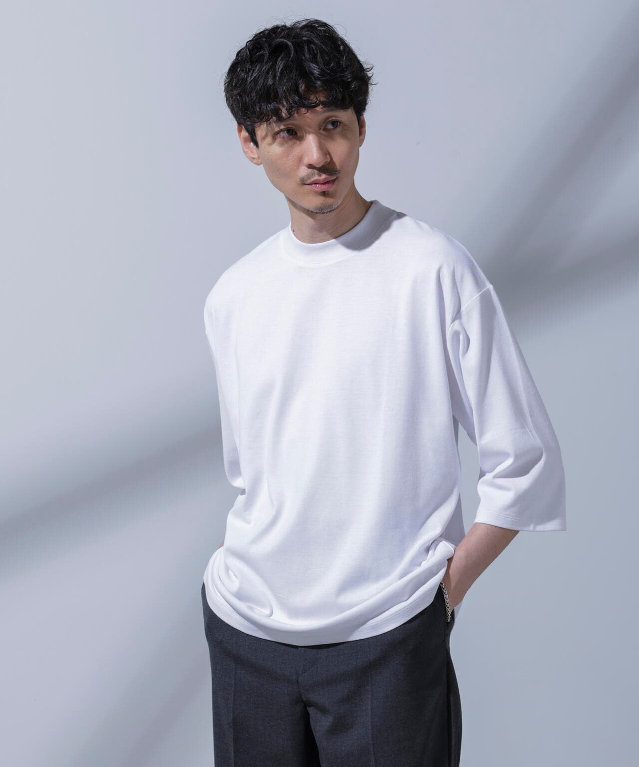 Anti Soaked(R) 汗染み防止 クルーネックワイドTシャツ七分袖 6684223203