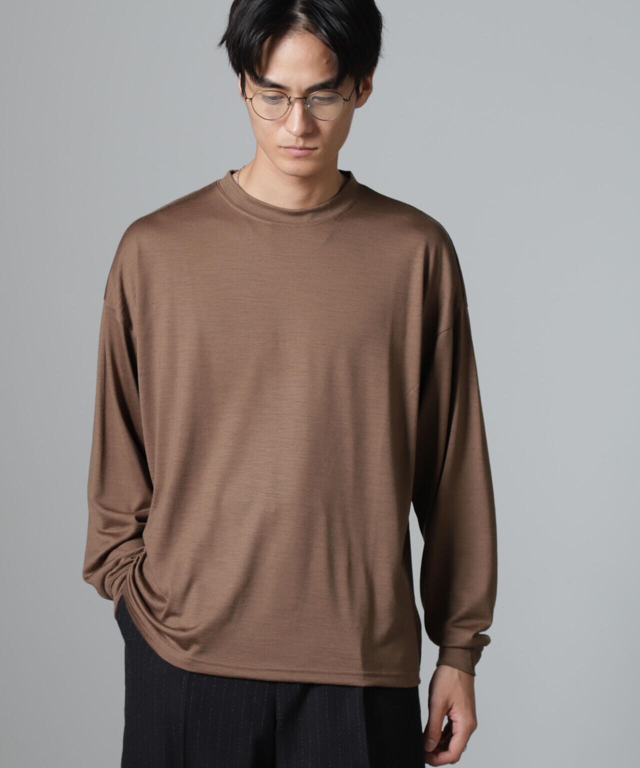 「100%ウォッシャブルウール」クルーネック ロングTシャツ 6684223225