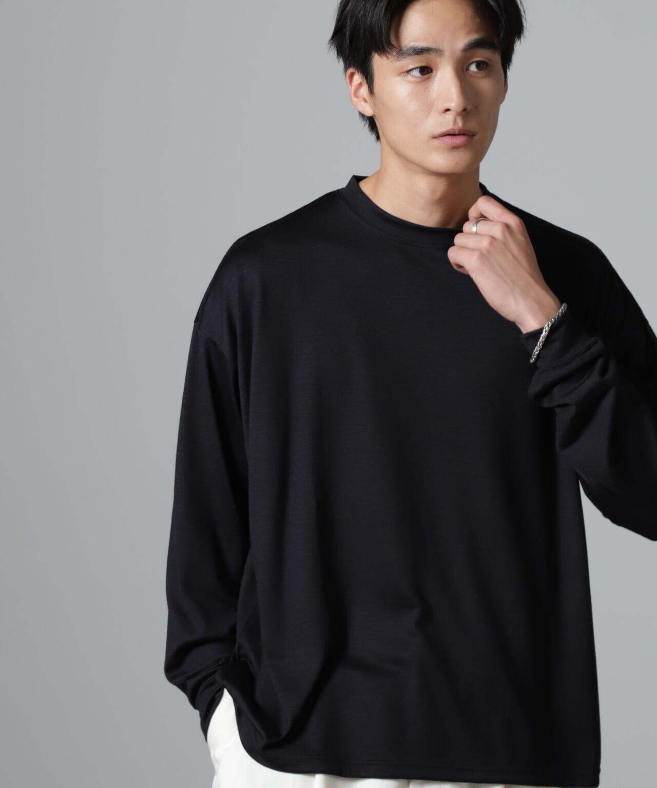 「100%ウォッシャブルウール」クルーネック ロングTシャツ 6684223225