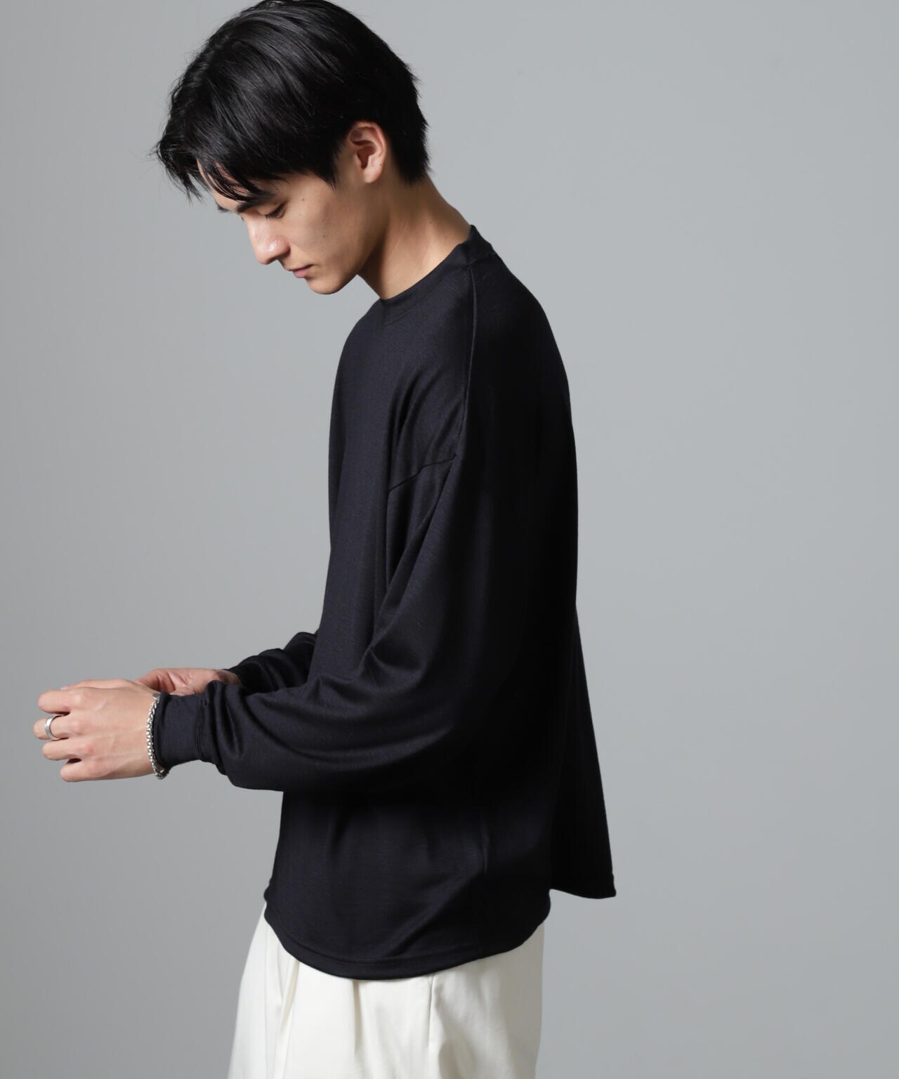 「100%ウォッシャブルウール」クルーネック ロングTシャツ 6684223225