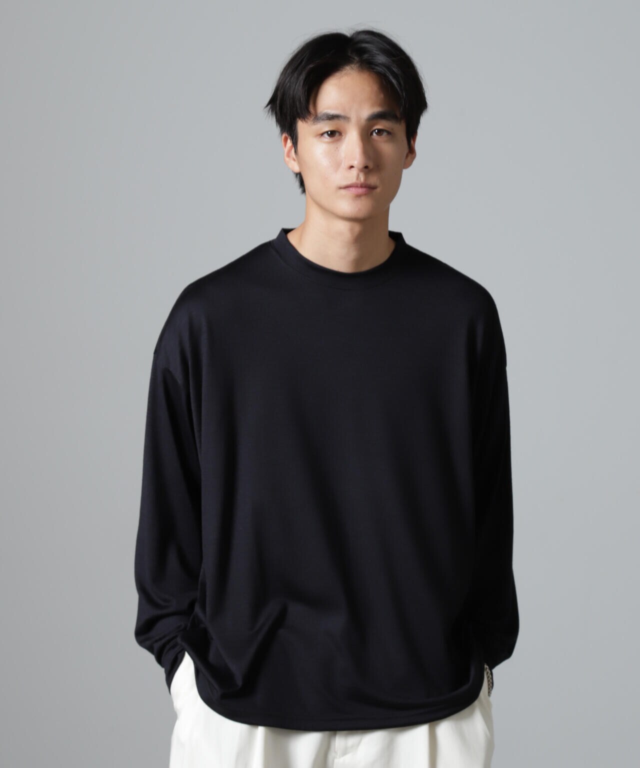 「100%ウォッシャブルウール」クルーネック ロングTシャツ 6684223225