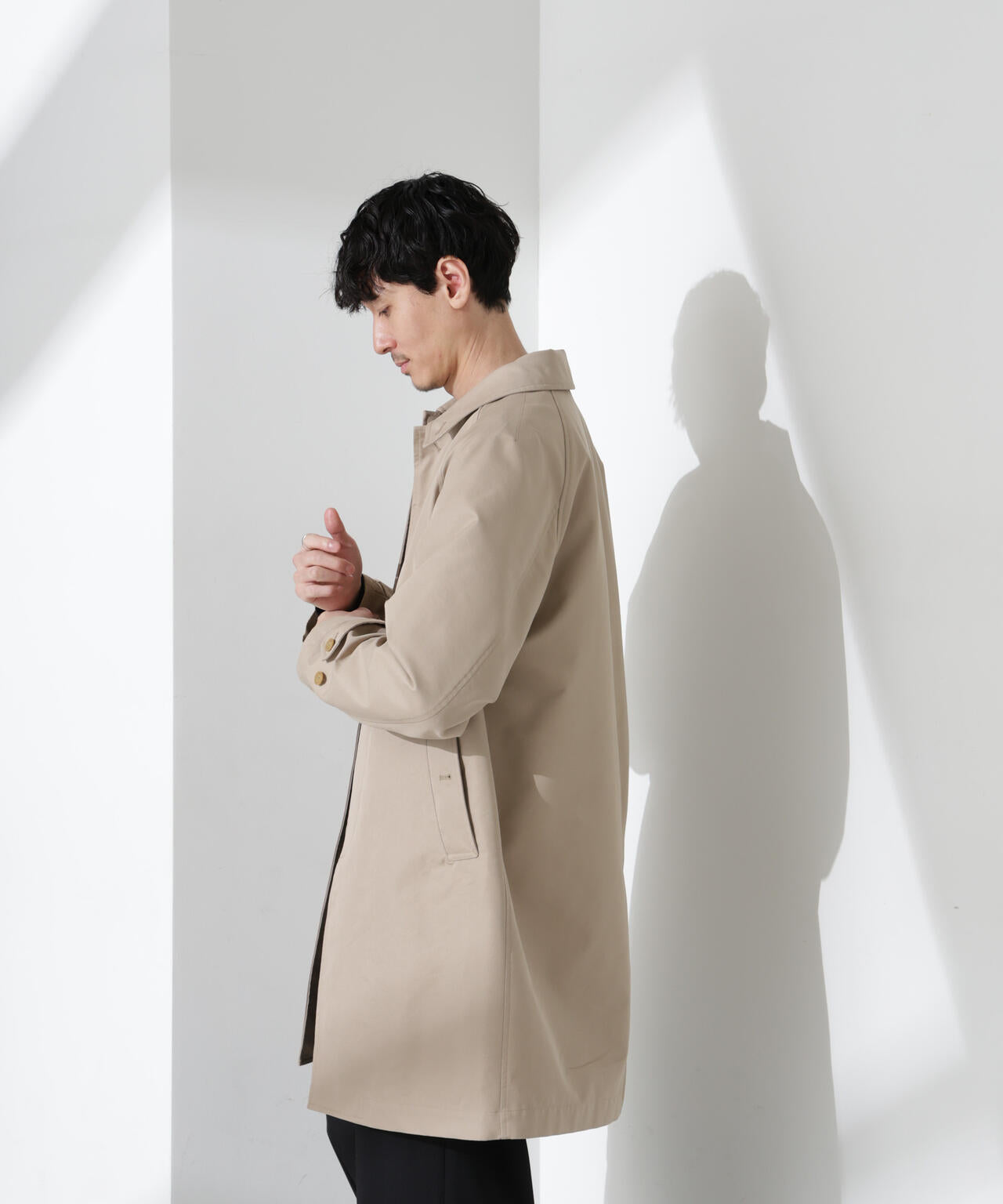 HERNO/ステンカラーコート/比翼/ベージュ/４４ HERNO (ヘルノ) Herno Laminar Stand Fall Collar Coat with