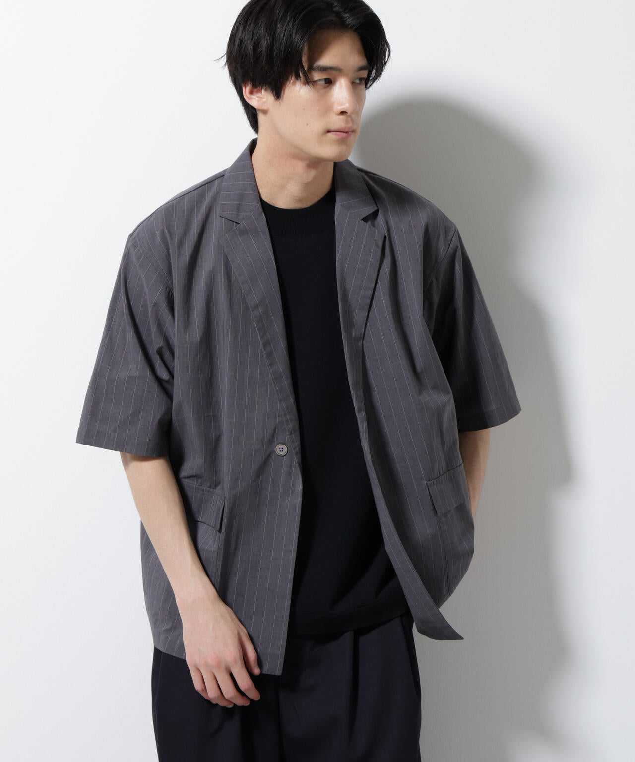 NANO universe シャツ WEB限定/クレイジーストライプシャツ 半袖