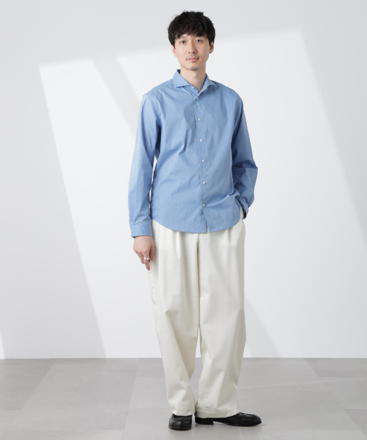ICE FLOW LINEN」カッタウェイ シャツ 長袖