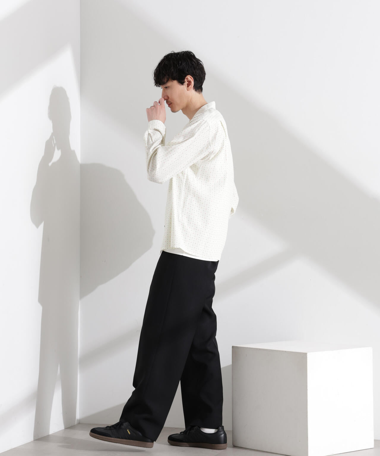 小紋オープンカラーシャツ 長袖