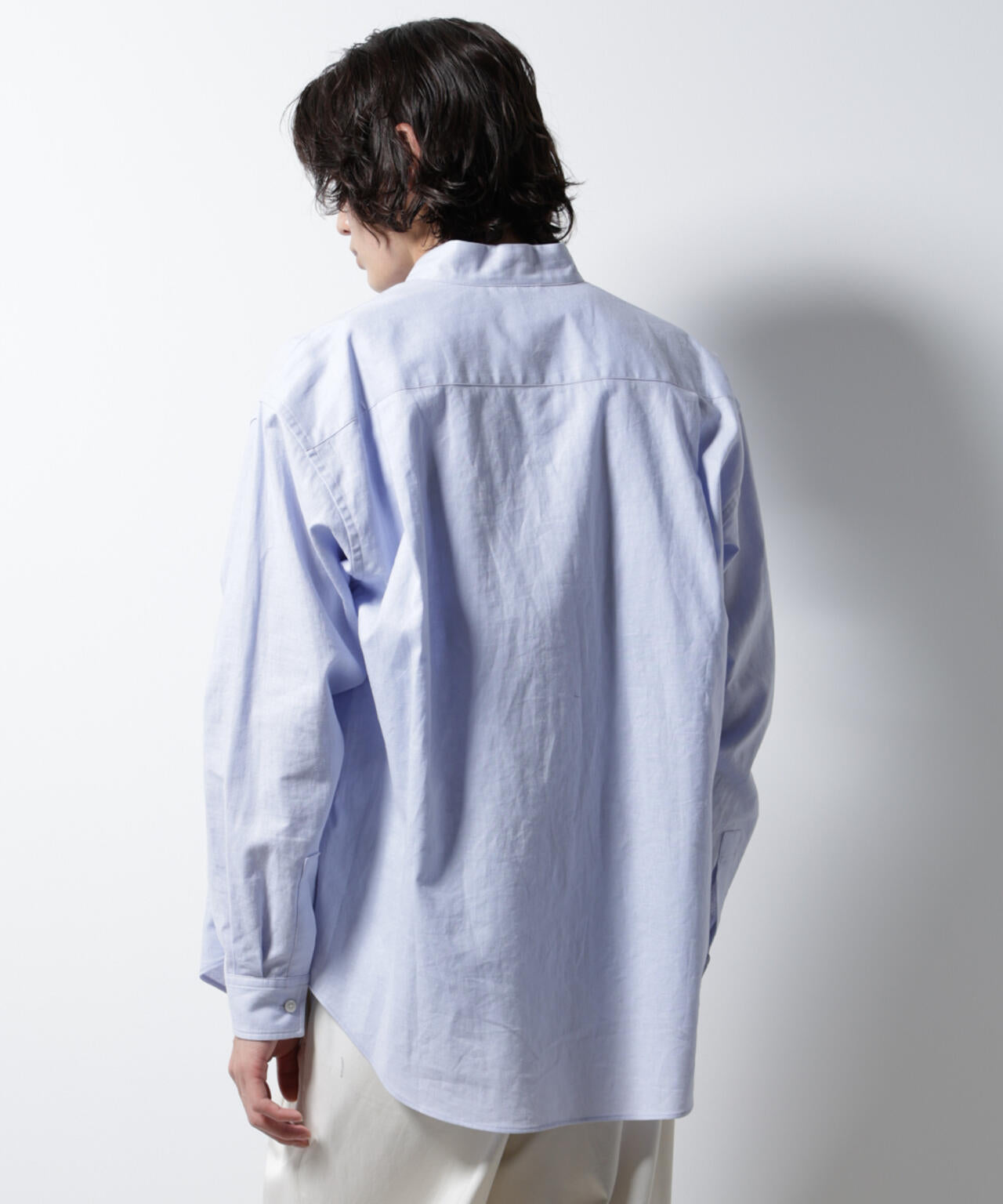 「BELGIUM LINEN FABRICS」リネンコットンスタンドカラーシャツ 6685120219
