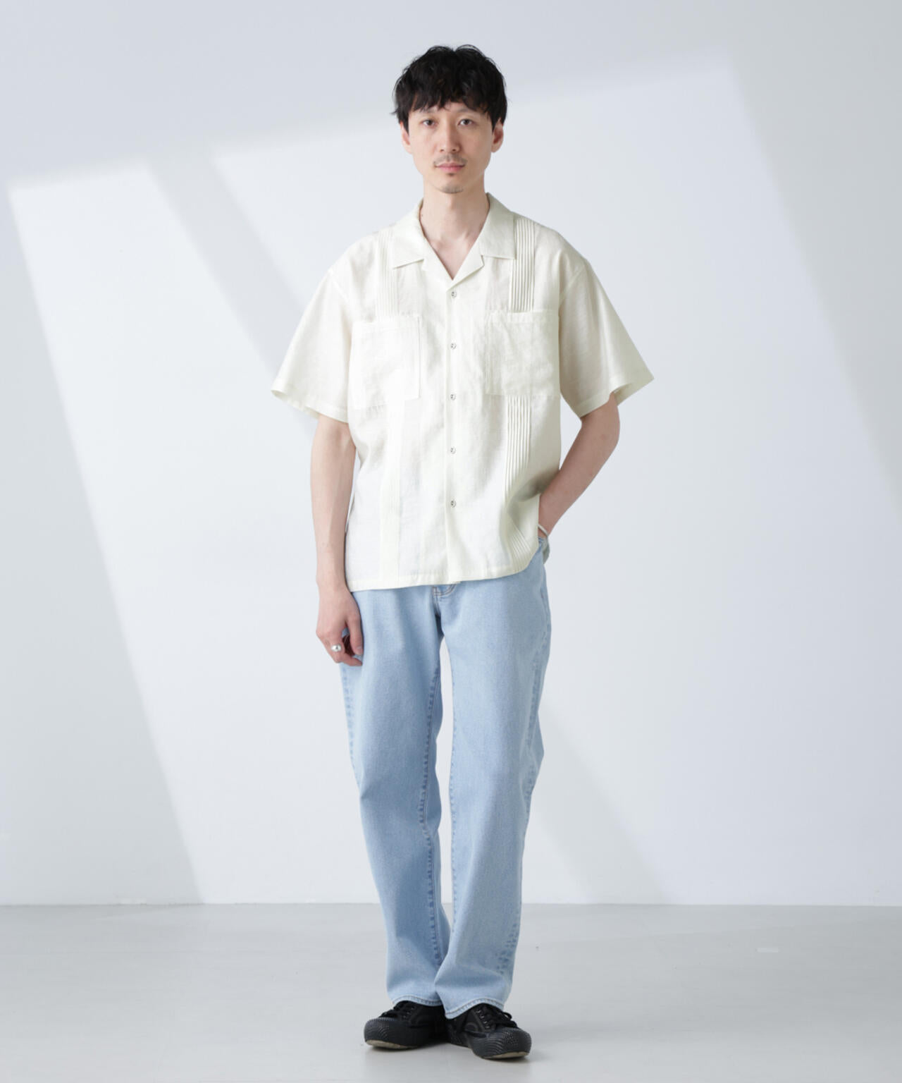 新しく着き オープンカラー キューバシャツ 服&ファッション小物