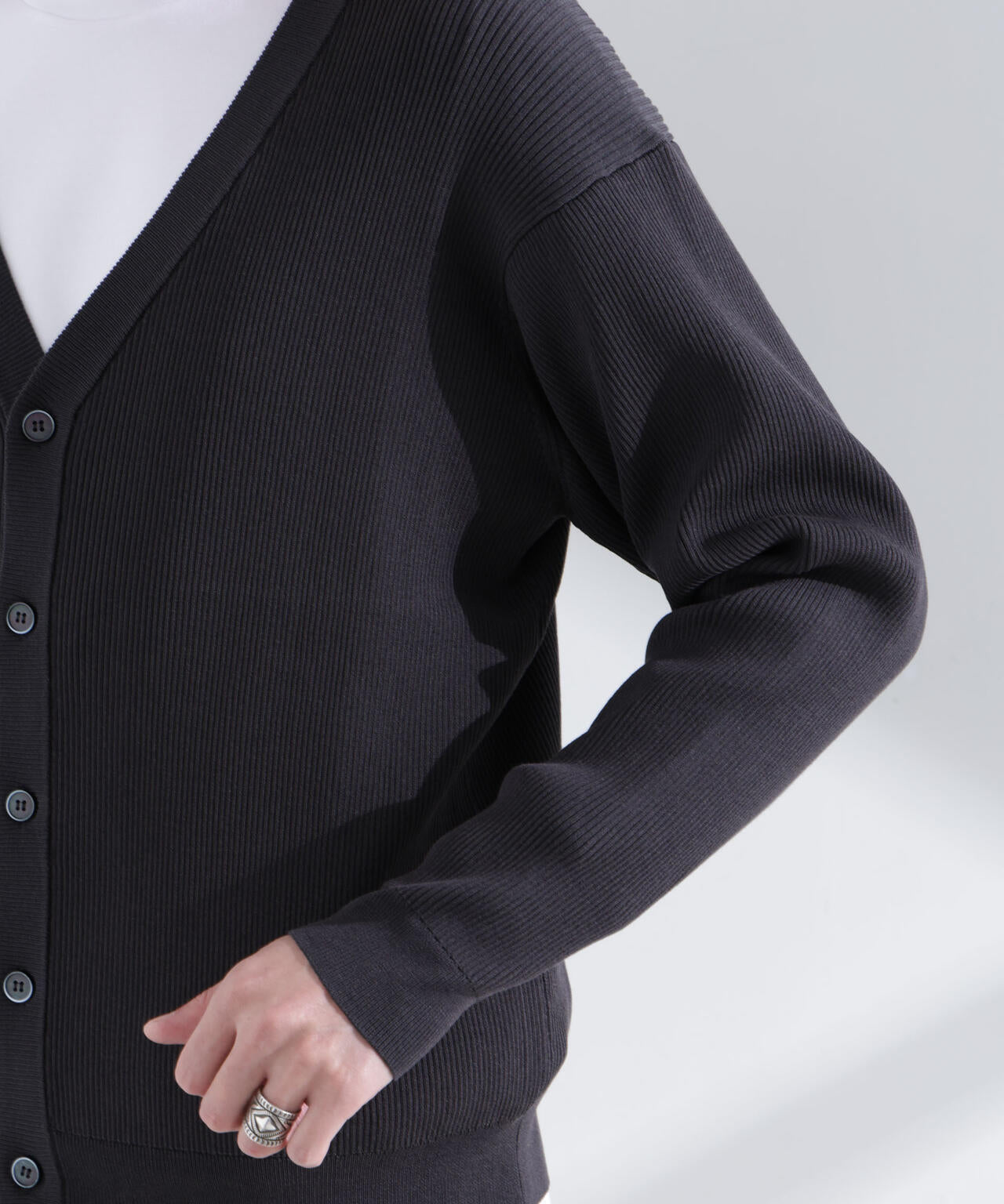 CICAドライタッチ リブカーディガン