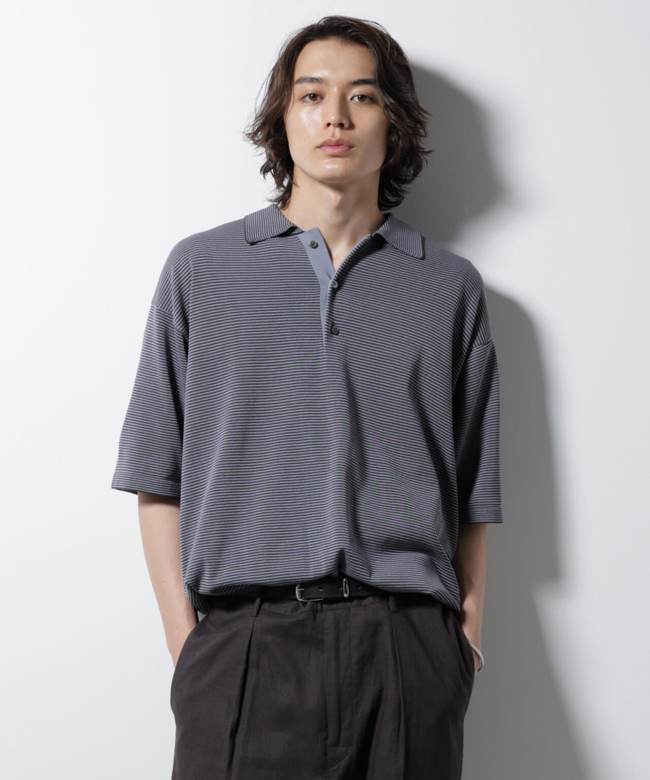 Herno ニットポロ チャコール 48 キレイめ Herno ニットポロ チャコール 48 キレイめ