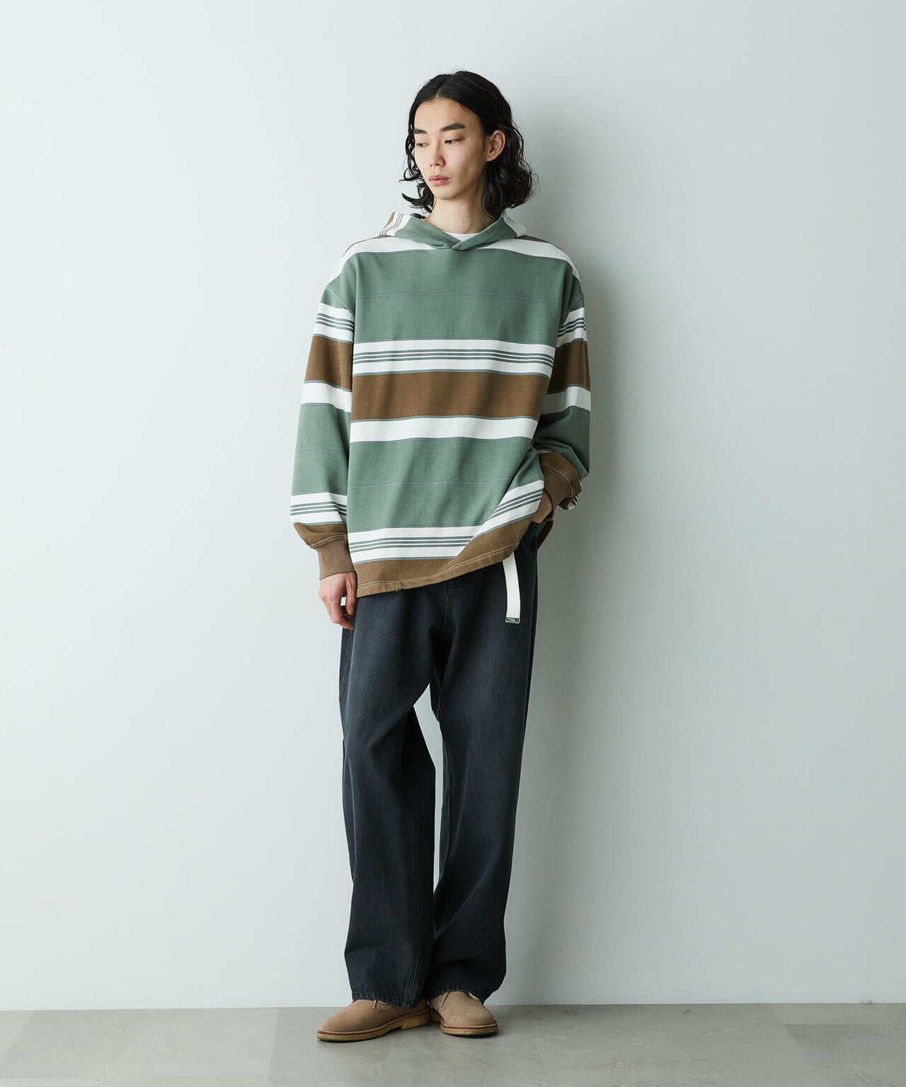 HOTEL PALACE ｣ レトロボーダー ストーンウォッシュ フーディーパーカー