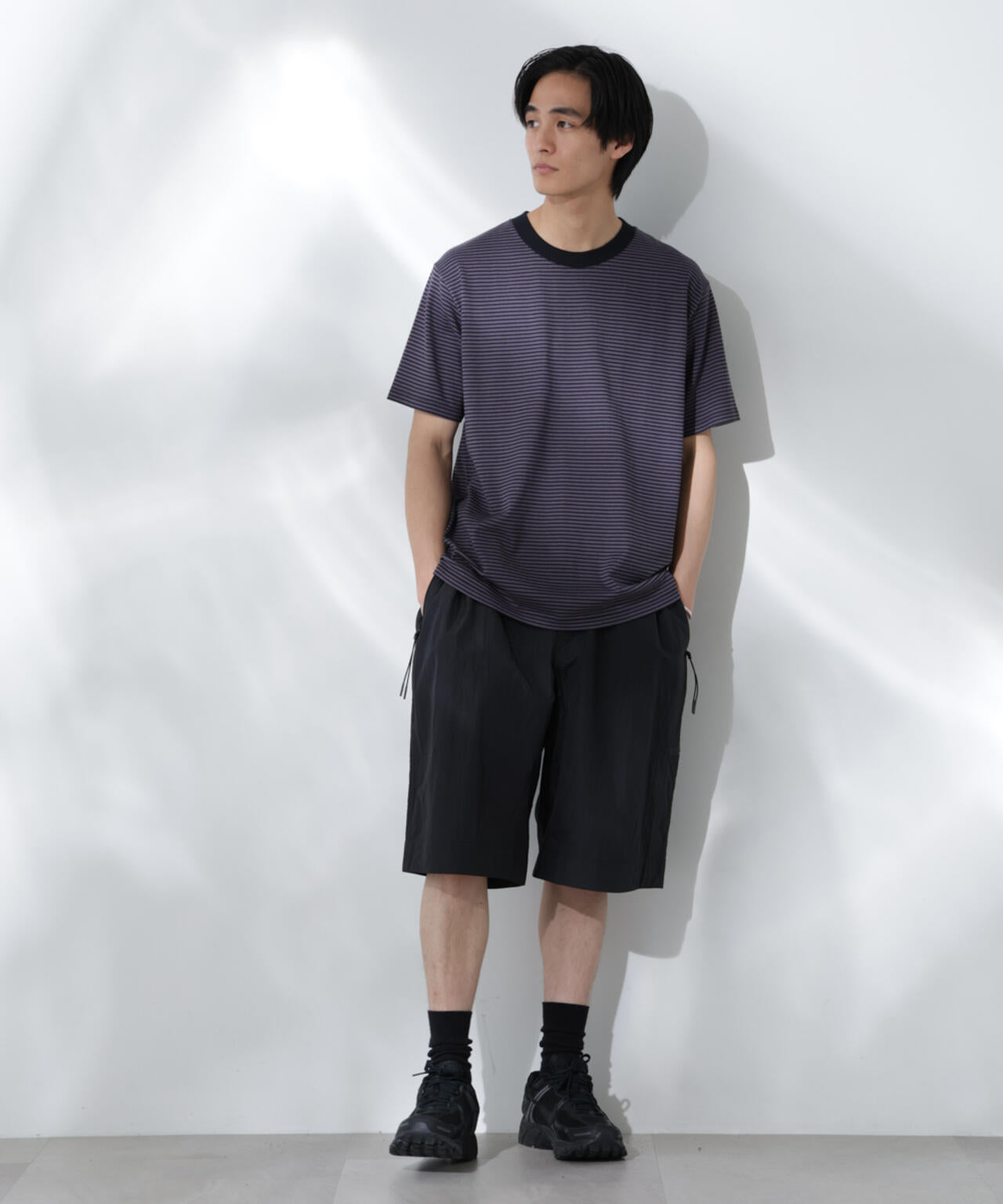 Anti Soaked(R)  汗染み防止 ボーダーミドルシルエットTシャツ 6685124205