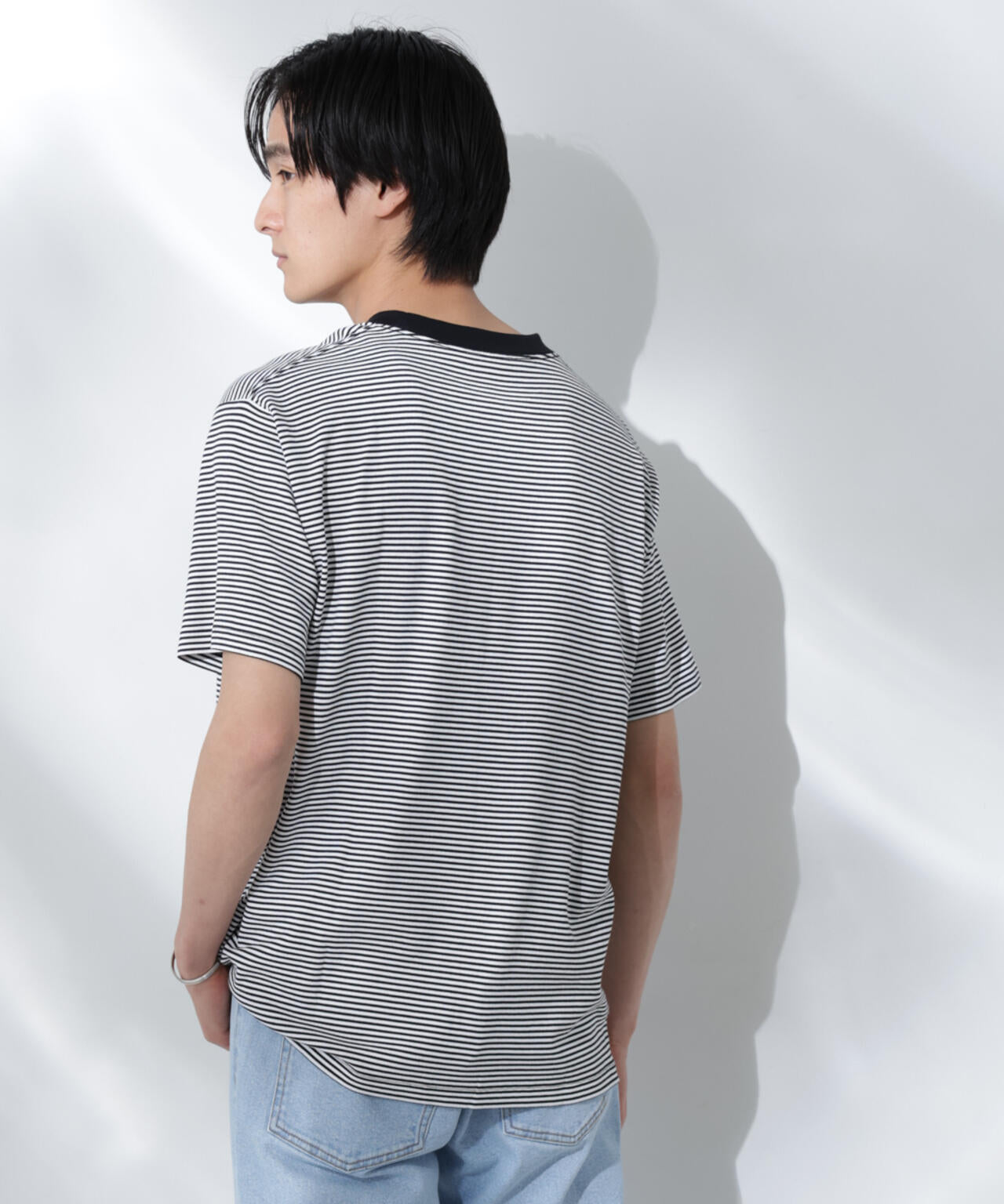 Anti Soaked(R)  汗染み防止 ボーダーミドルシルエットTシャツ 6685124205