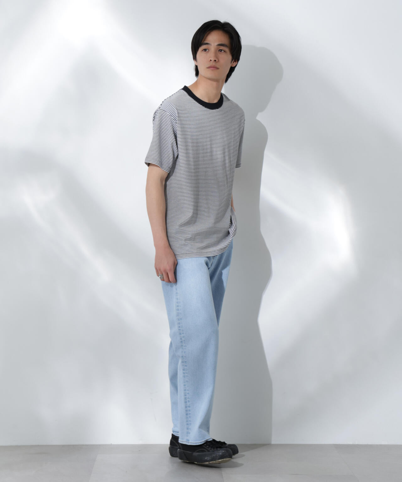 Anti Soaked(R)  汗染み防止 ボーダーミドルシルエットTシャツ 6685124205