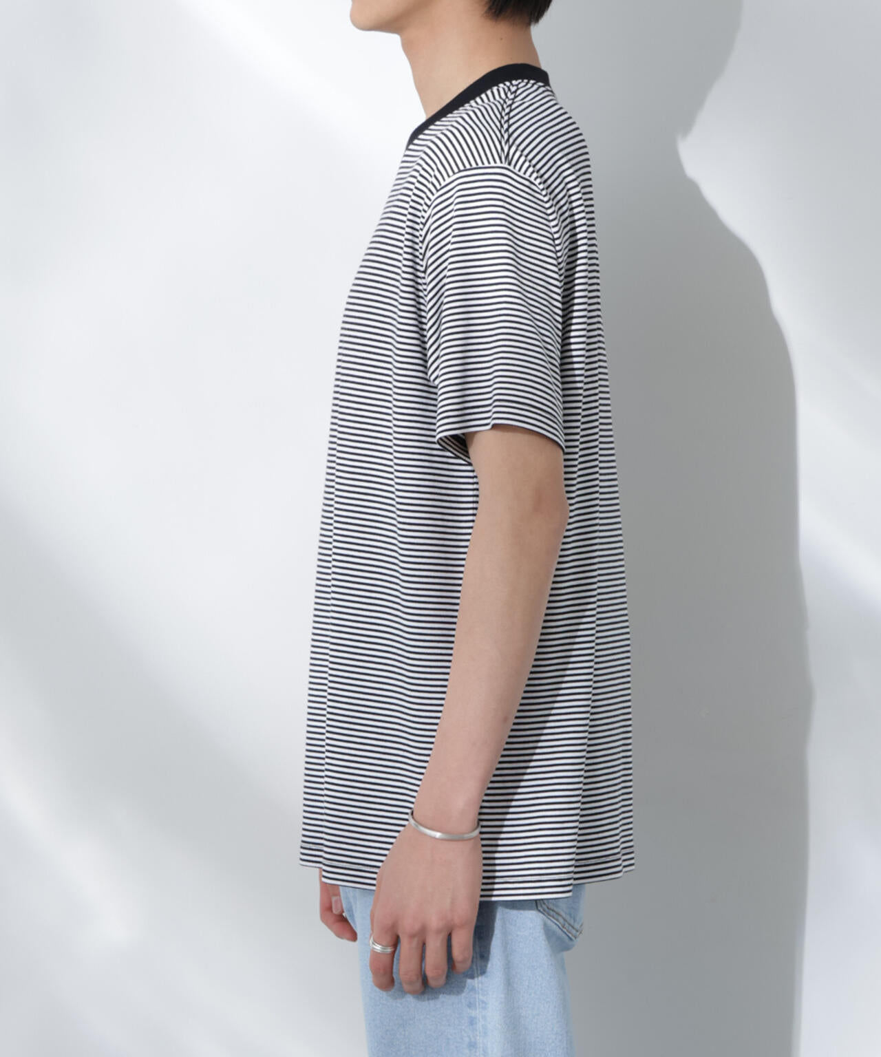 Anti Soaked(R)  汗染み防止 ボーダーミドルシルエットTシャツ 6685124205