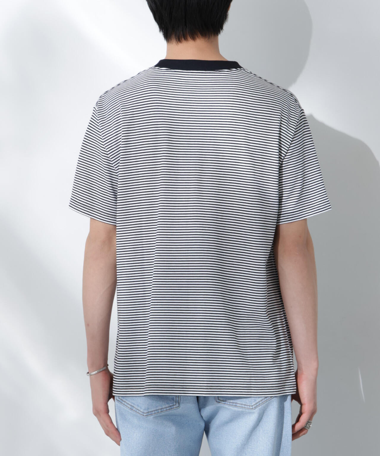 Anti Soaked(R)  汗染み防止 ボーダーミドルシルエットTシャツ 6685124205