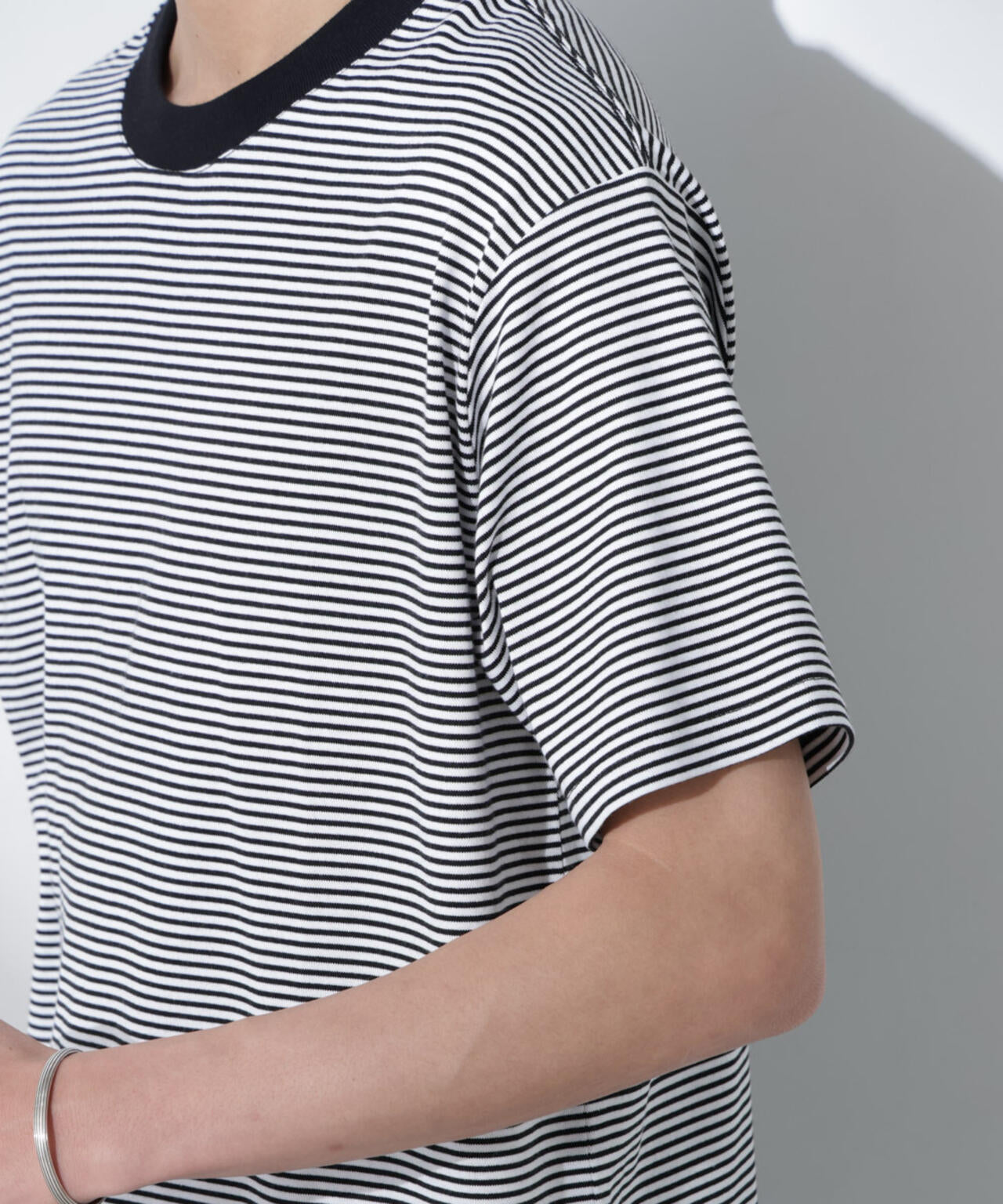 Anti Soaked(R)  汗染み防止 ボーダーミドルシルエットTシャツ 6685124205