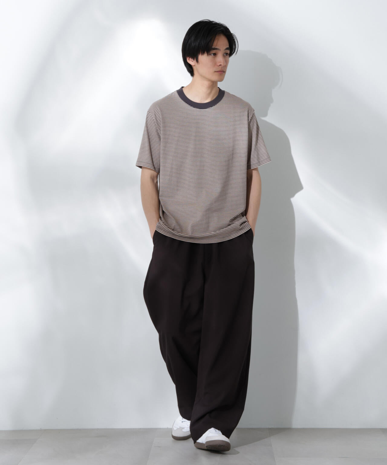 Anti Soaked(R)  汗染み防止 ボーダーミドルシルエットTシャツ 6685124205