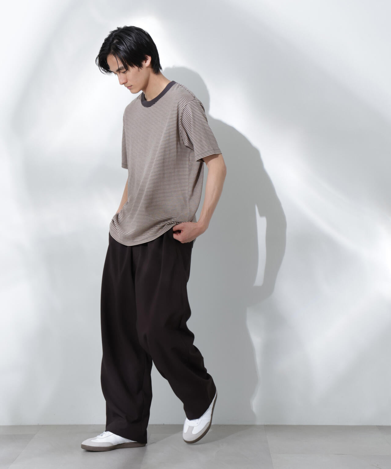 Anti Soaked(R)  汗染み防止 ボーダーミドルシルエットTシャツ 6685124205