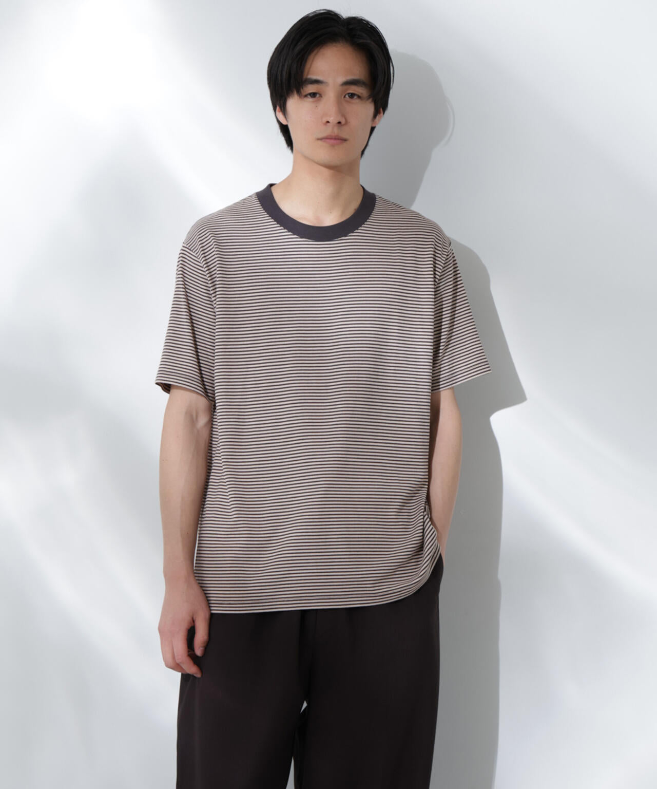 Anti Soaked(R)  汗染み防止 ボーダーミドルシルエットTシャツ 6685124205