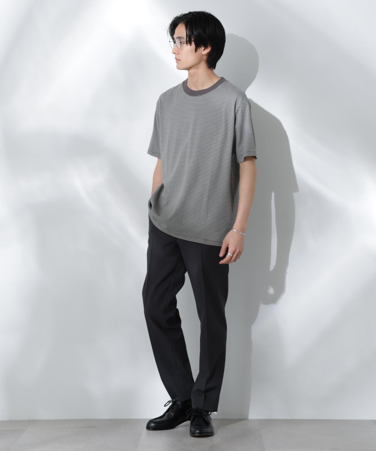 Anti Soaked(R)  汗染み防止 ボーダーミドルシルエットTシャツ 6685124205