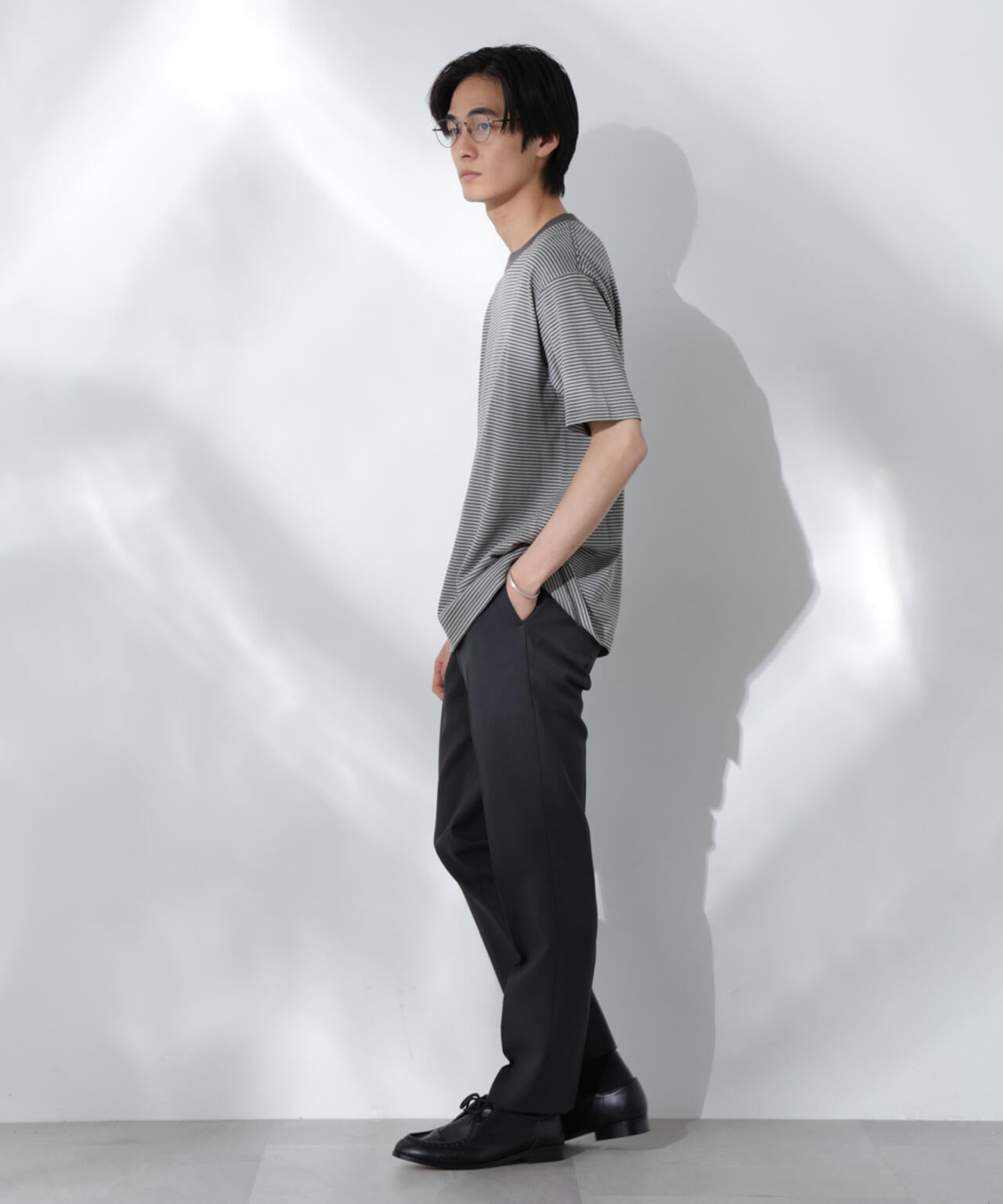 Anti Soaked(R)  汗染み防止 ボーダーミドルシルエットTシャツ 6685124205