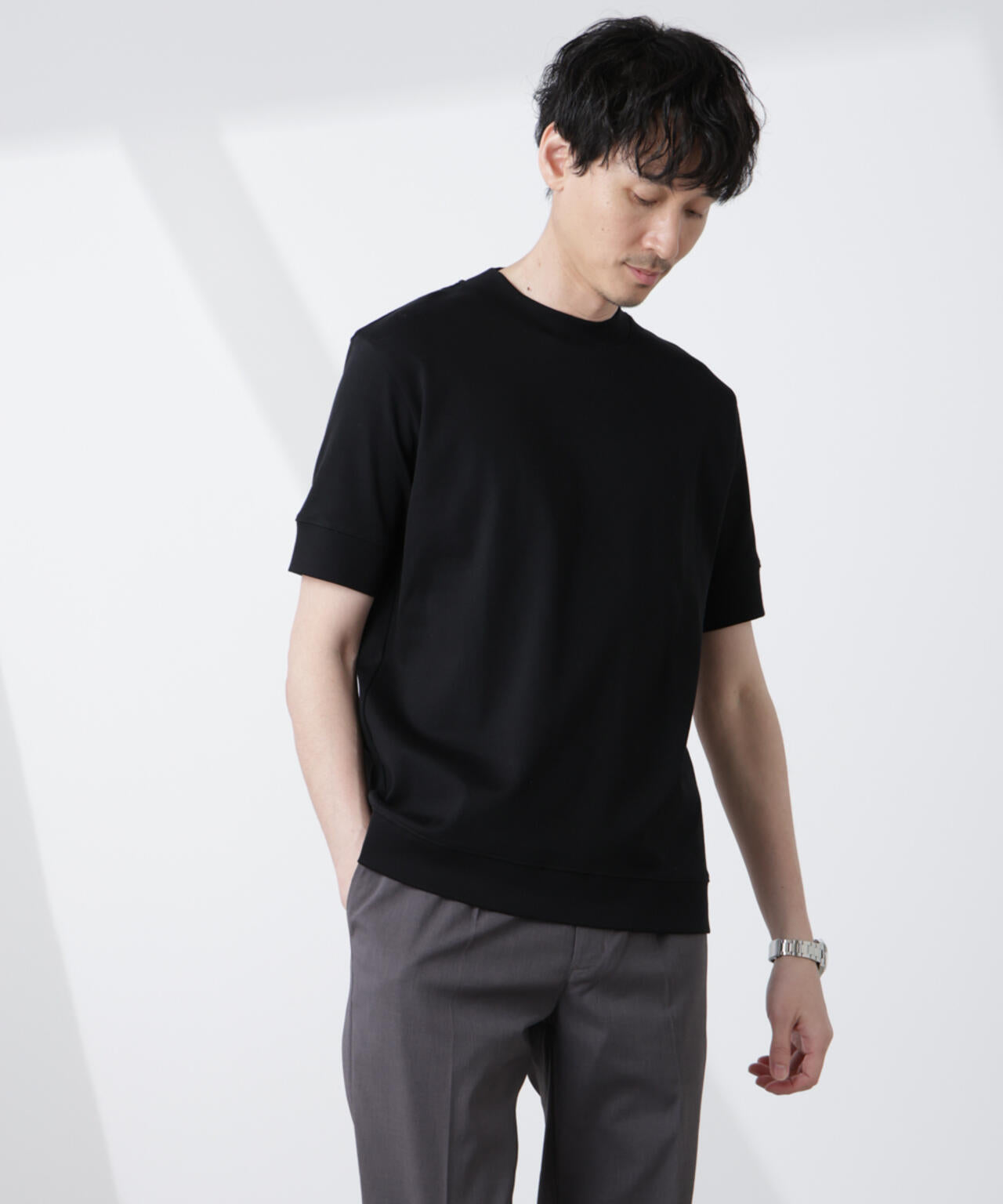 ナノユニバース（NANO universe）/「FORMAL JERSEY」モックネックカットソー半袖 FORMAL JERSEY] モックネック カットソー 半袖