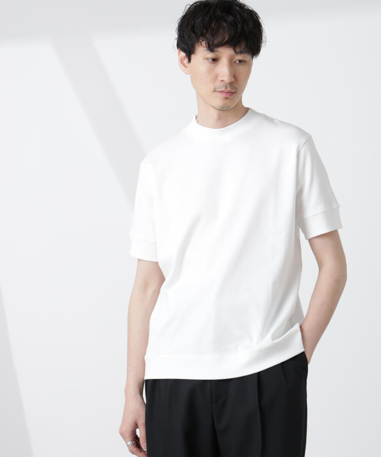 「FORMAL JERSEY」モックネックカットソー半袖 FORMAL JERSEY] モックネック カットソー 半袖