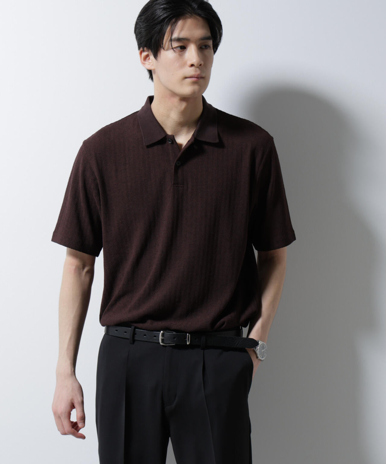 ｢Damerino｣ヘリンボンポロシャツ/防シワ・吸水速乾・UVカット 6685124246