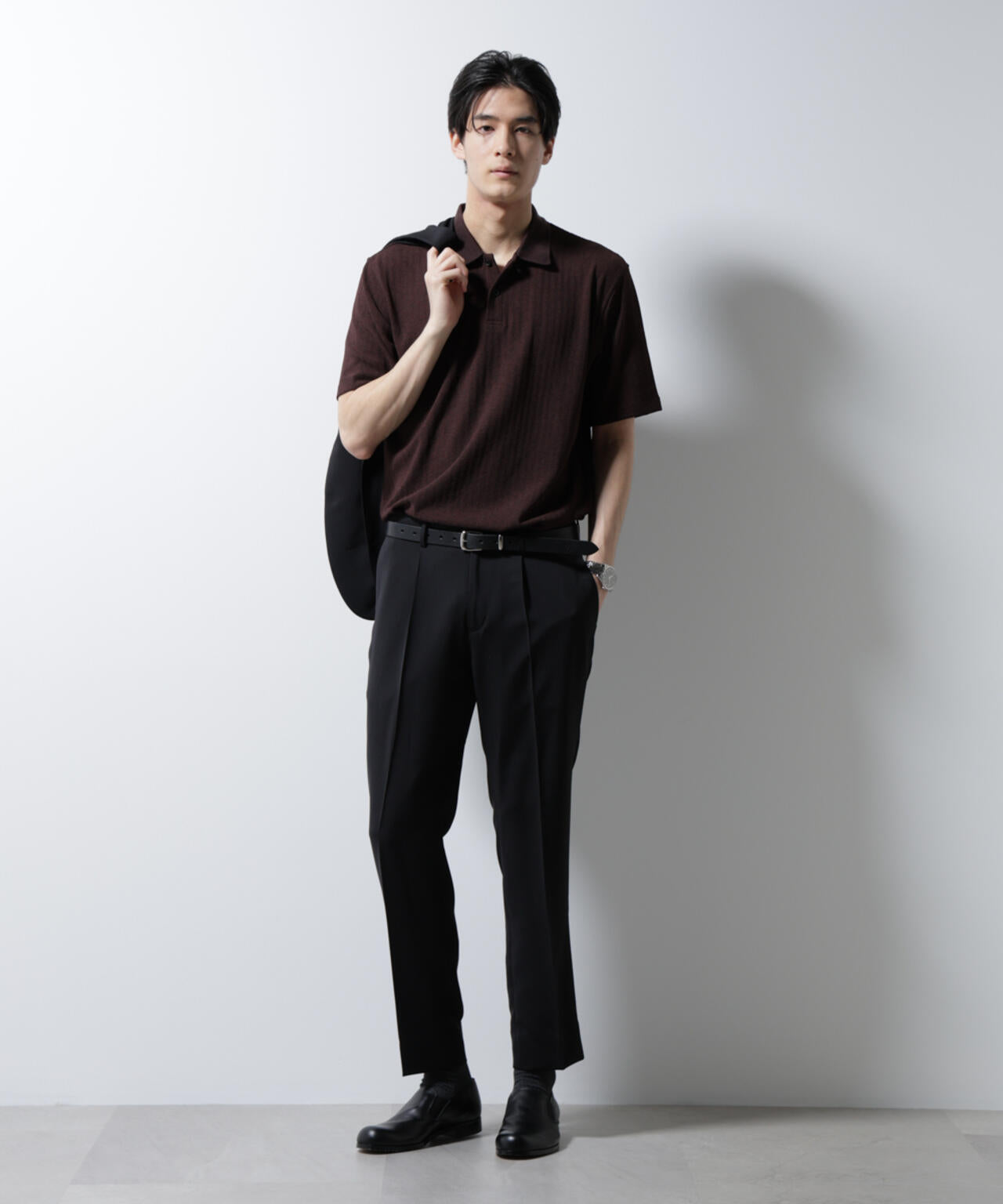 ｢Damerino｣ヘリンボンポロシャツ/防シワ・吸水速乾・UVカット 6685124246