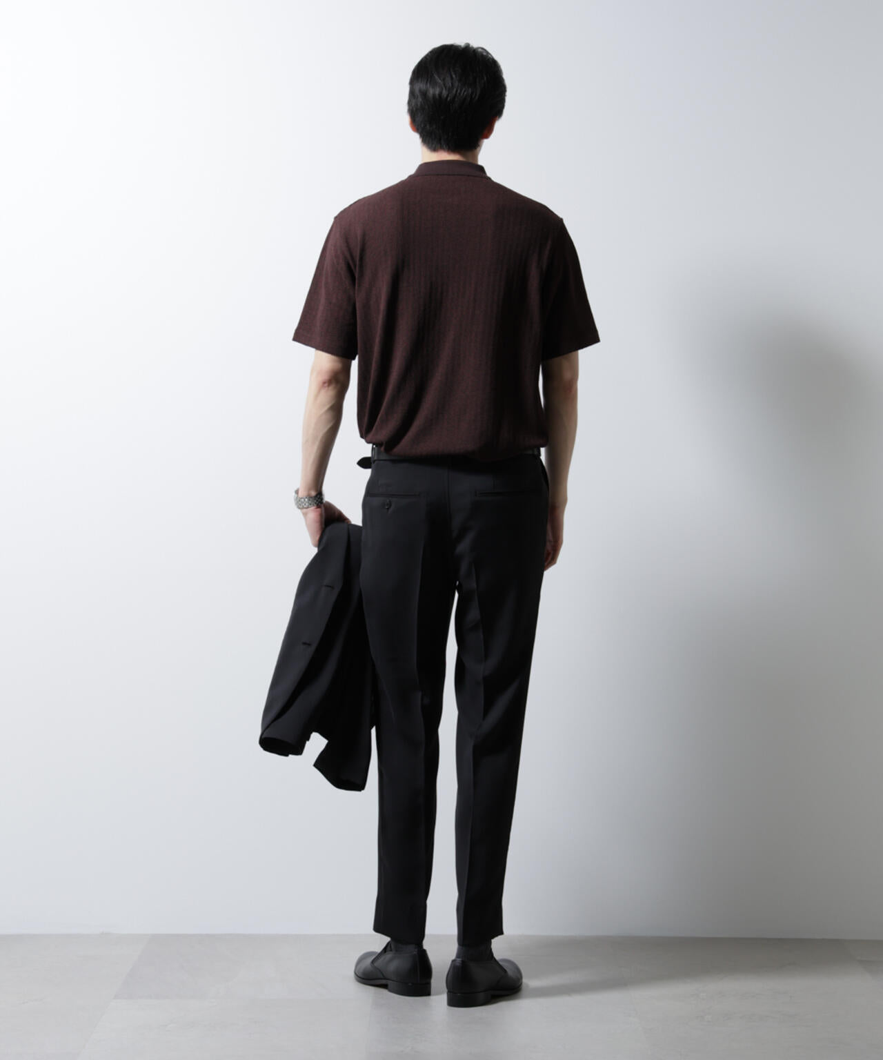 「Damerino」ヘリンボンポロシャツ／防シワ・吸水速乾・UVカット Damerino｣ ヘリンボン ポロシャツ / 防シワ・吸水速乾・UVカット