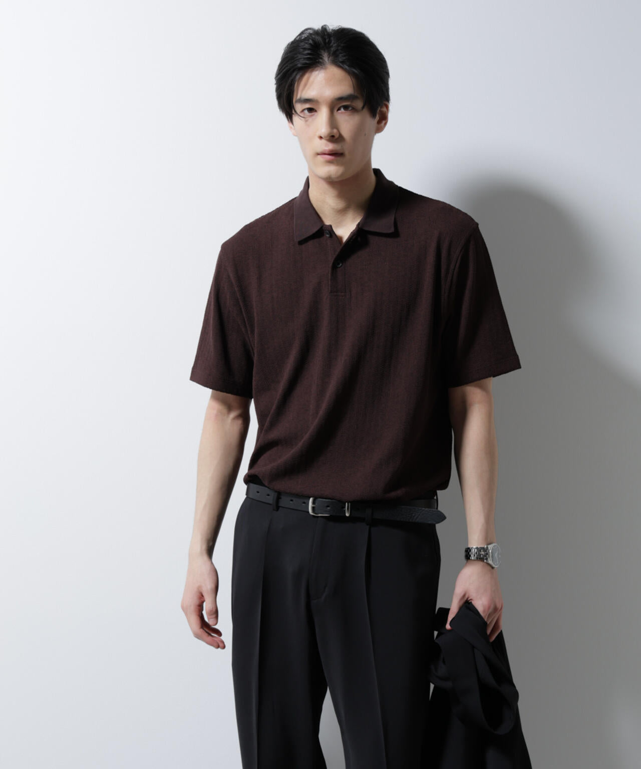 ｢Damerino｣ヘリンボンポロシャツ/防シワ・吸水速乾・UVカット 6685124246