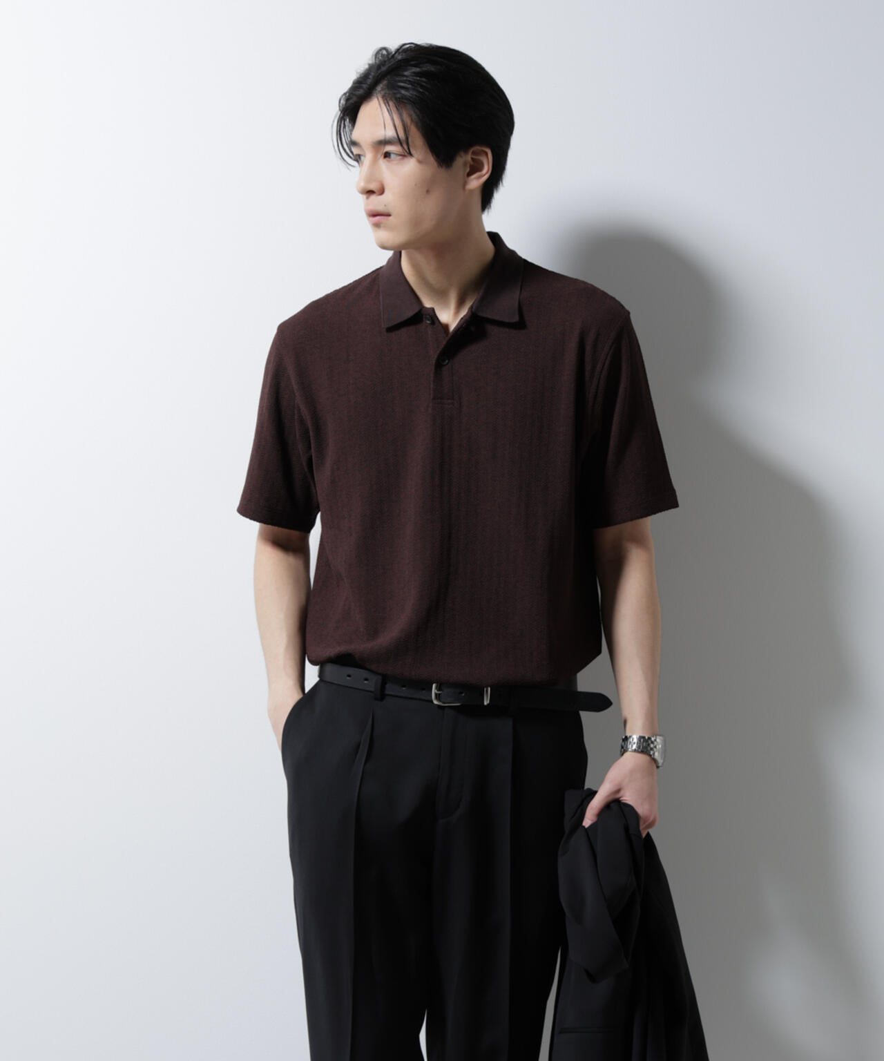 ｢Damerino｣ヘリンボンポロシャツ/防シワ・吸水速乾・UVカット 6685124246