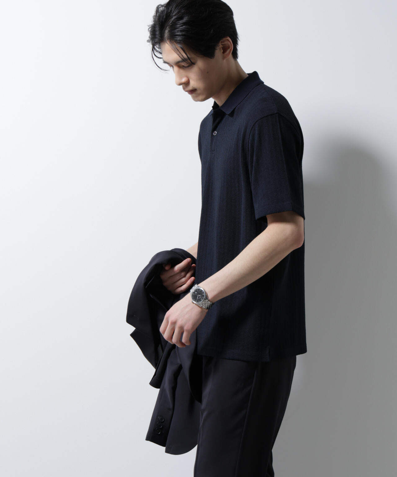 ｢Damerino｣ヘリンボンポロシャツ/防シワ・吸水速乾・UVカット 6685124246